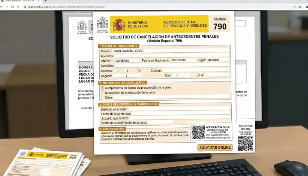 Cancelación de antecedentes penales formulario