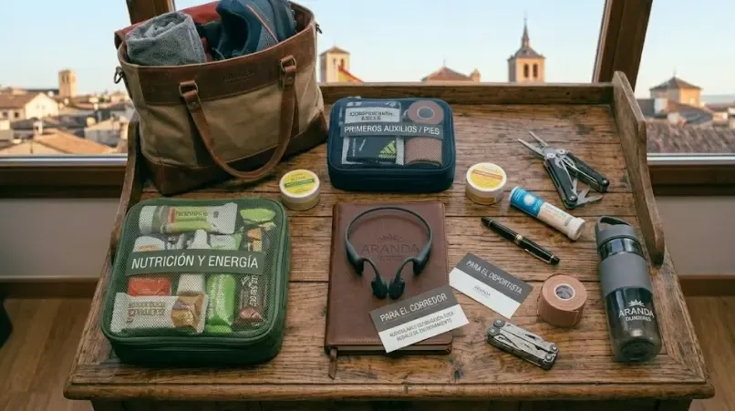 Corredor usando unos auriculares de conducción ósea mientras hace deporte al aire libre sin tapar sus oídos