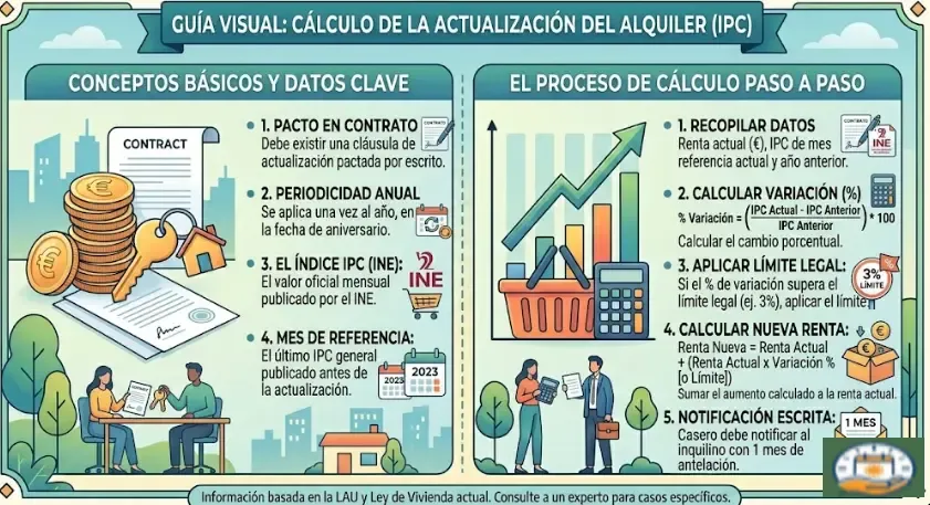 Gráfico ilustrativo sobre cómo calcular la subida del IPC en el alquiler