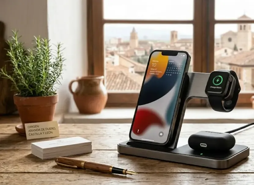 Estación de carga inalámbrica 3 en 1 compatible con móvil, reloj y auriculares, regalo práctico para hombres