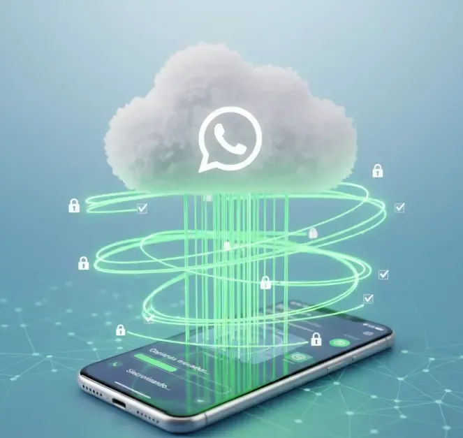 Icono de la nube sincronizando datos de WhatsApp
