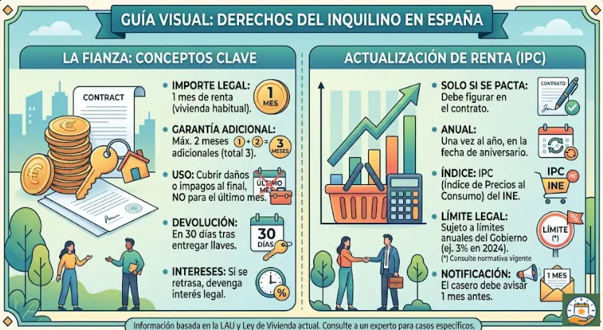 Derechos del inquilino en alquiler: fianza, subidas por IPC y lo que no te pueden hacer (guía 2026)