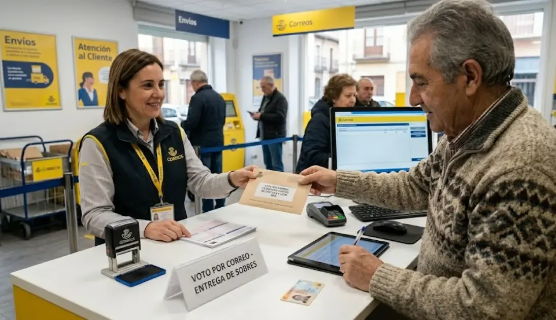 Entrega del voto por correo en una oficina de Correos