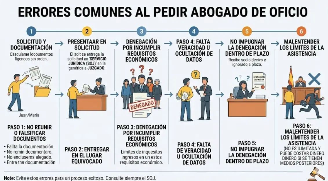 Errores comunes al pedir abogado de oficio