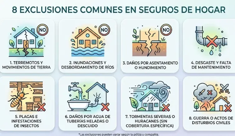 Lista de las 8 exclusiones más comunes en una póliza de seguro de hogar