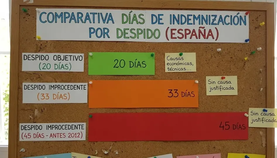 Gráfico comparativo de días de indemnización según tipo de despido 20-33-45
