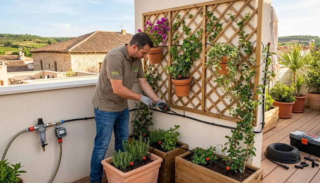 Oasis en Casa: Guía Fácil para Instalar Riego por Goteo y Celosías en tu Terraza
