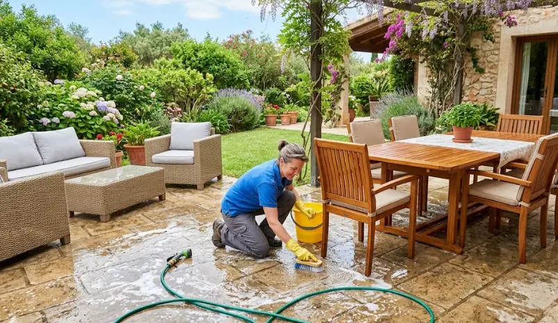 Cómo limpiar terraza y jardín: guía definitiva para muebles de exterior y suelos porosos en 2026