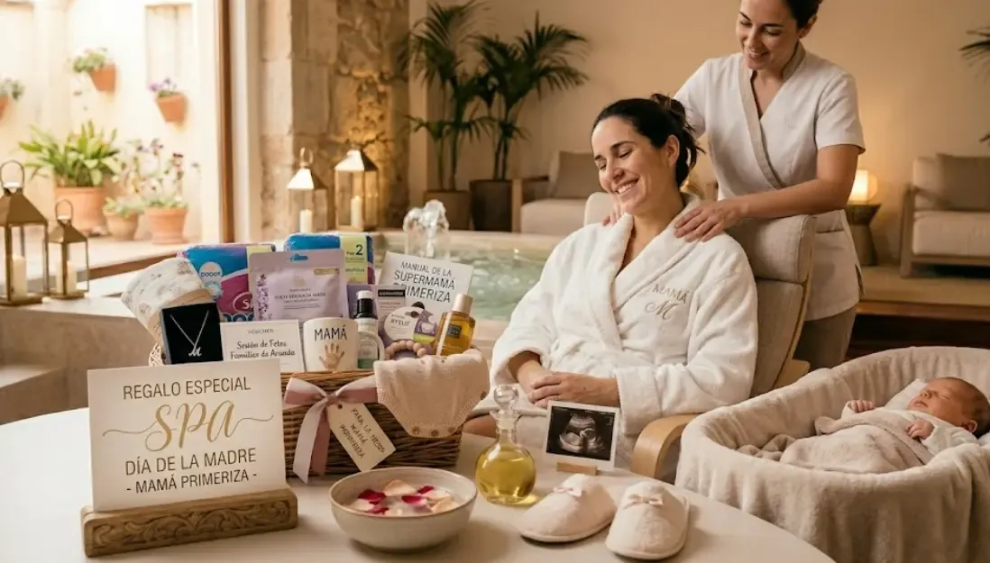 mamá primeriza disfrutando regalo especial spa día de la madre