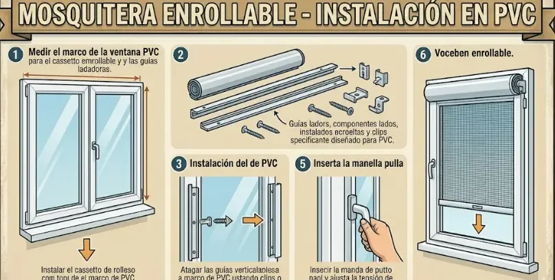 Instalación de mosquitera enrollable en ventana de PVC paso a paso