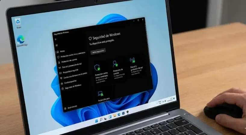 Captura de pantalla del panel de Seguridad de Windows mostrando la protección activada