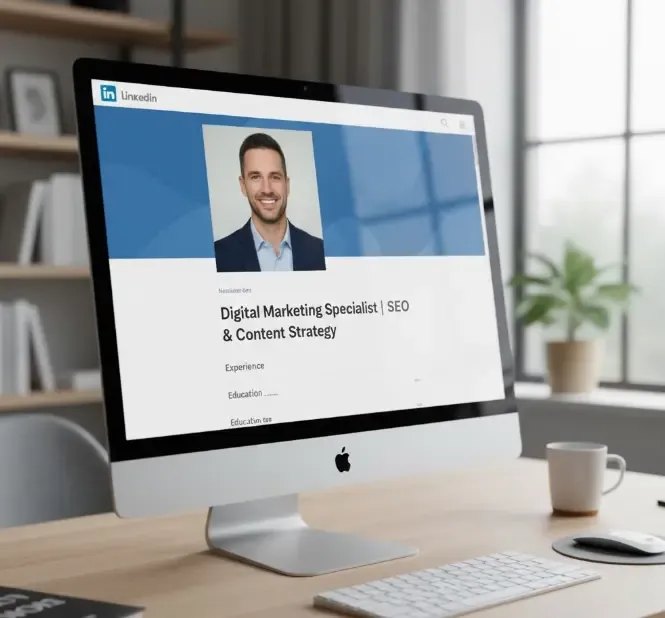 Perfil de LinkedIn optimizado con titular claro y foto profesional