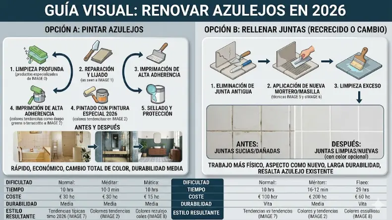Reparación de Azulejos: ¿Pintar o Rellenar Juntas? Guía Definitiva 2026 (con Errores Reales y Ahorro Garantizado)