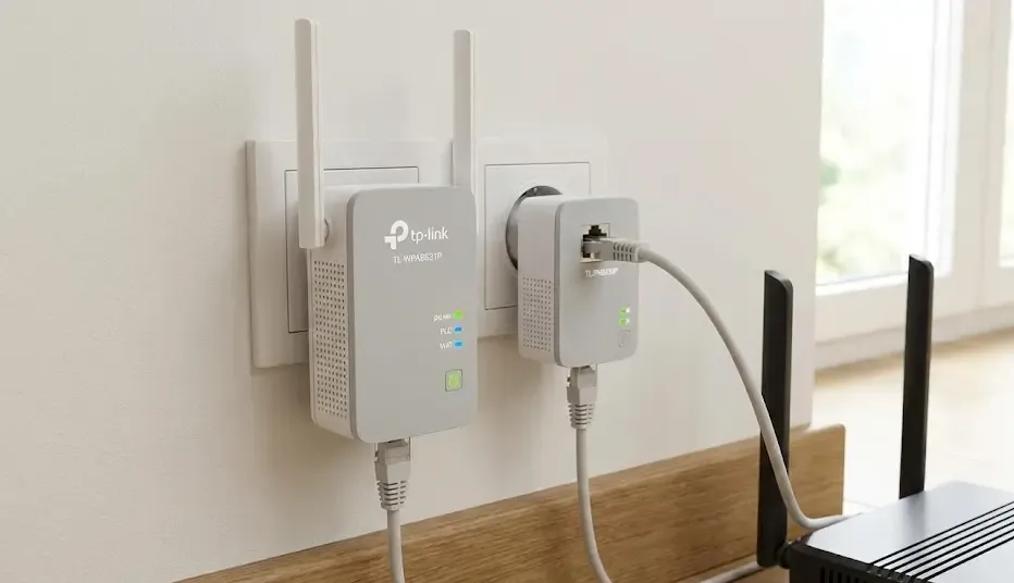 Kit de dispositivos PLC conectados en un enchufe de pared