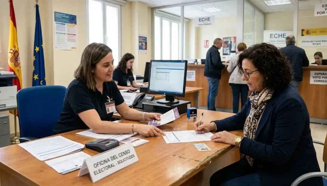 Persona solicitando voto por correo en la Oficina del Censo Electoral